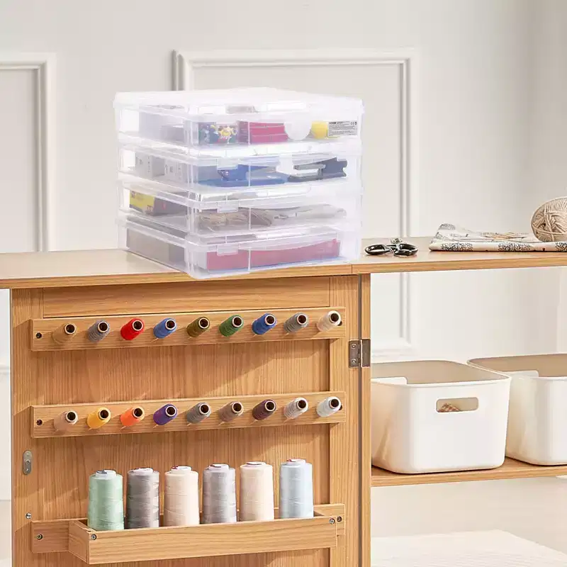 Scrapbook Paper Storage, Stackable Plastic Board Game Boxes, Clear Multi-Purpose Document Case with Rounded Corners, Transparent