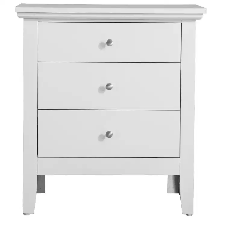 3-Drawer White Nightstand, 26