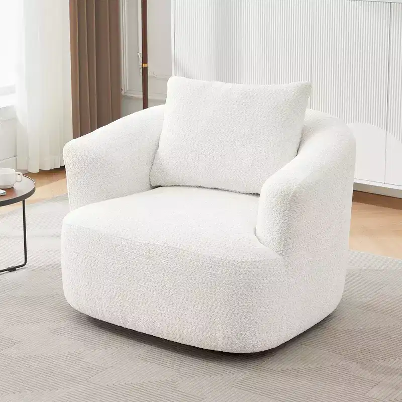 Whisen 38.2 Upholstered Swivel Barrel Chair with Pillow