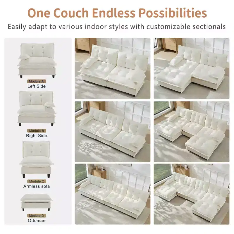 GDFStudio Havenridge Modular 107  U Chenille Sectional Sofa
