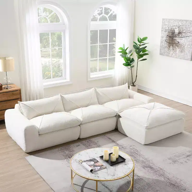 Whisen 116 Modular 4-Seat Sofa Bed, Spacious Foam Filled, Elderly/Baby Safe, No Assembly, Free Combination