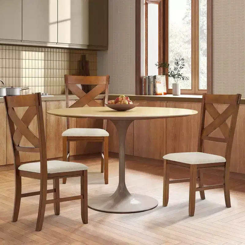 EROMMY Set of 2 Upholstered Solid Wood Side Chairs