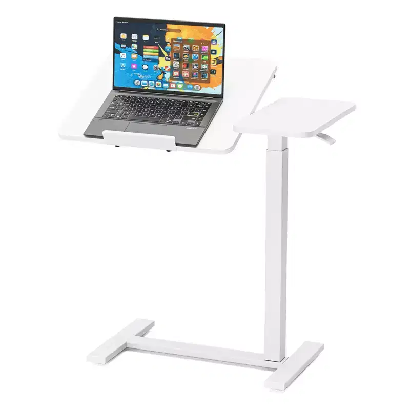 MAYEERTY Overbed Table with Wheels Adjustable Computer Desk Wood End Table