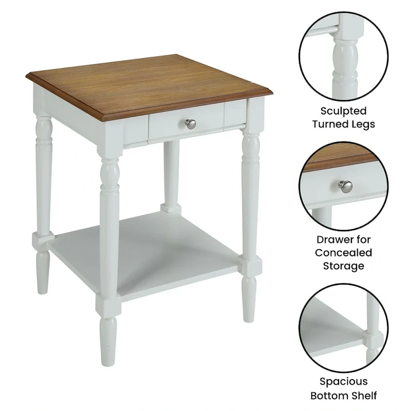 Convenience Concepts French Country 1 Drawer End Table with Shelf