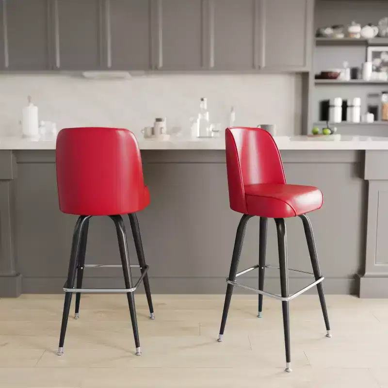 Emma and Oliver Metal Barstool with Swivel Bucket Seat