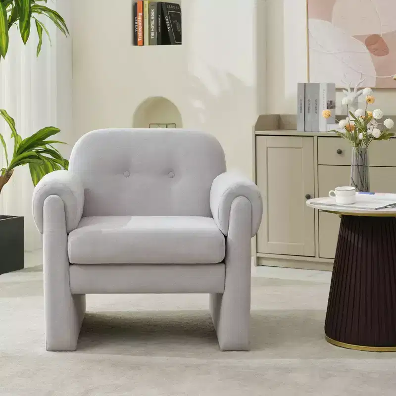 Fluffy Cloud Upholstered Accent Armchair Set of 2 Velvet Ergonomic Bedroom Reading Chair