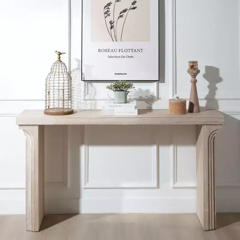 Okak 58IN Minimalist Console Table with Curved Leg Design, Hallway Table with Thick Tabletop and Legs, Entryway Table for Living Room, Foyer