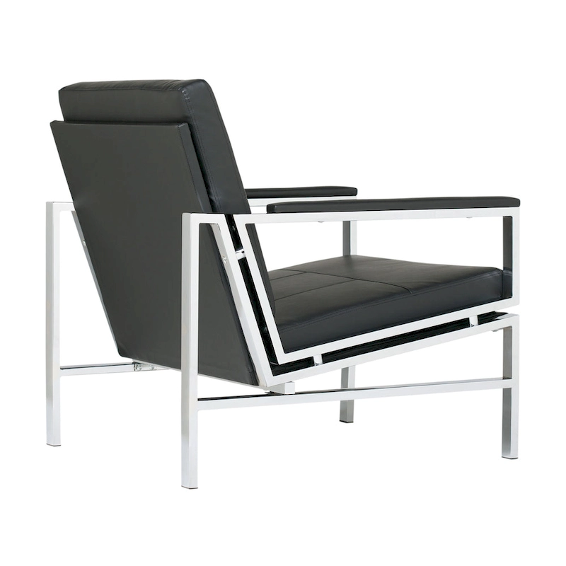 Strick & Bolton Regina Metal and Bonded Leather Mid Century Accent Chair