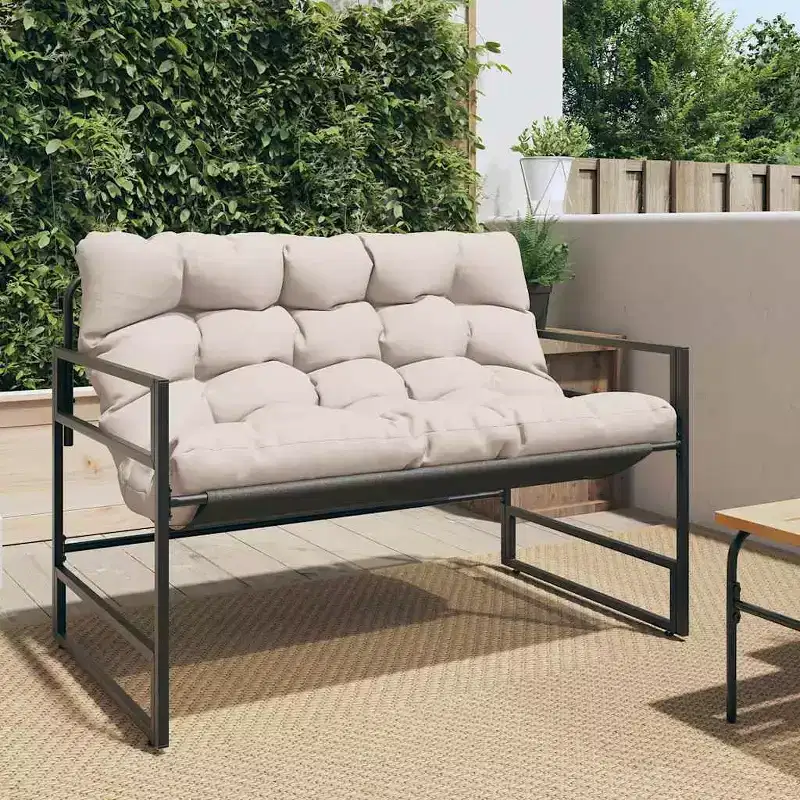 Garden Bench with Cushion in Taupe