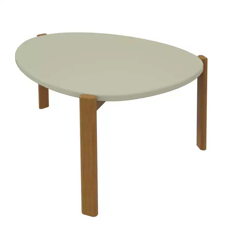 Mid-Century Modern Coffee Table & End Table Set 2-Piece Oval MDF Wood Legs Living Room