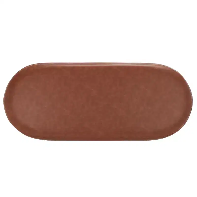 Oval Bench, Grey PU Leather Seat, Elegant Accent Seating - BCH6403