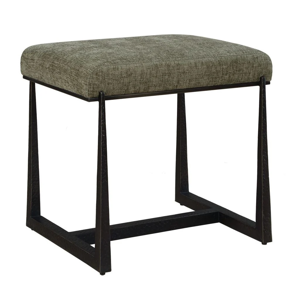 Antique Bronze Iron Legs Moss Upholstered Small Bench