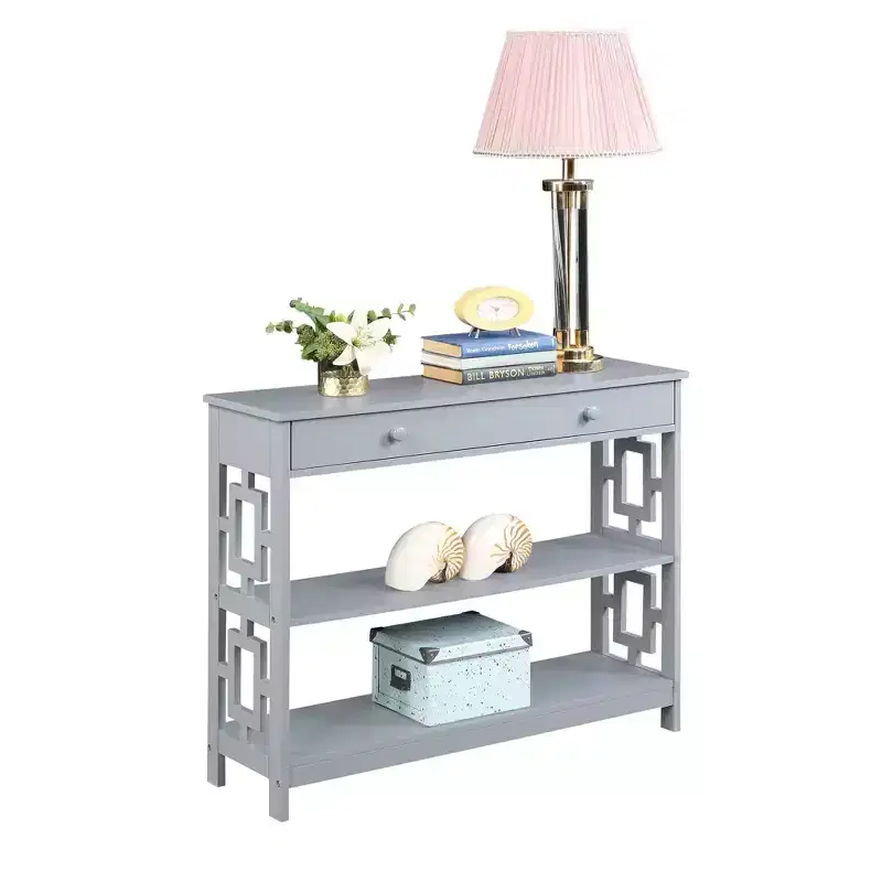 Town Square 1 Drawer Console Table with Shelves - Breighton Home