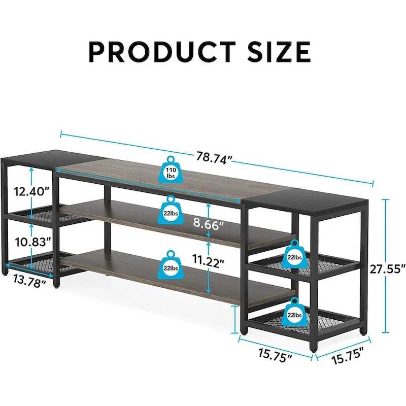 78 Inches TV Stand Entertainment Center Stand, TV Console Table