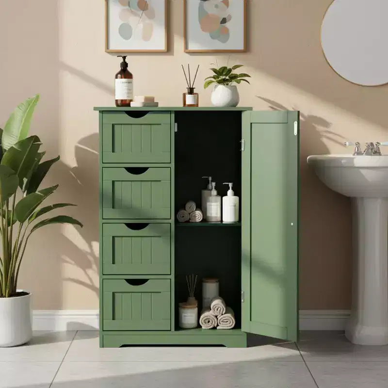 Bathroom Storage Cabinet with 4 Drawers & 1 Door – 32.5
