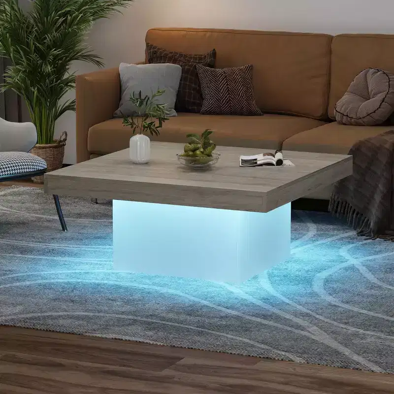 Square Coffee Table with Form Base, 35.4 inch, Gray