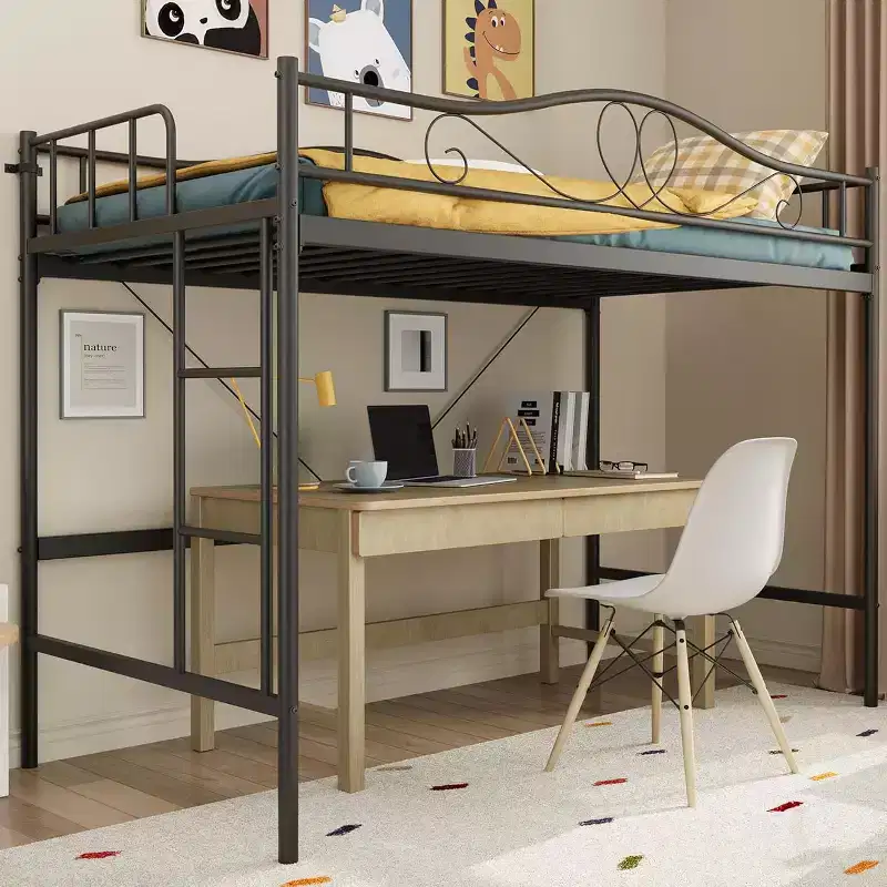 Bunk Bed Twin Over Twin, Twin Bunk Bed with Ladde & Full-Length Guardrails, Heavy Duty Metal 400 LBS Weight Capacity, Space-Saving Design
