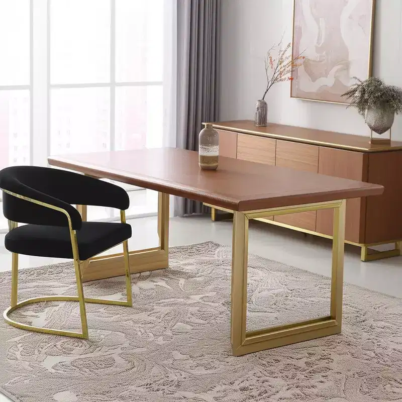 Black and Gold Upholstered Velvet Dining Side Chair with Arms