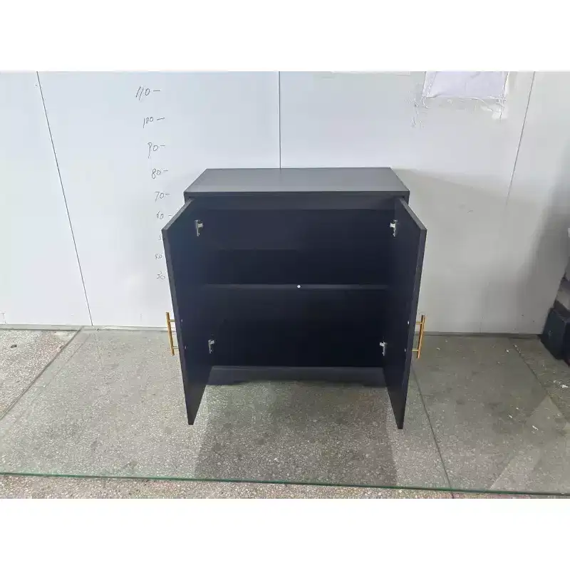 Modern Rattan Sideboard Cabinet, Buffet with 2 Woven Doors, Fixed Shelf Storage, Wood Credenza for Dining Room Living Room Kitchen Entryway