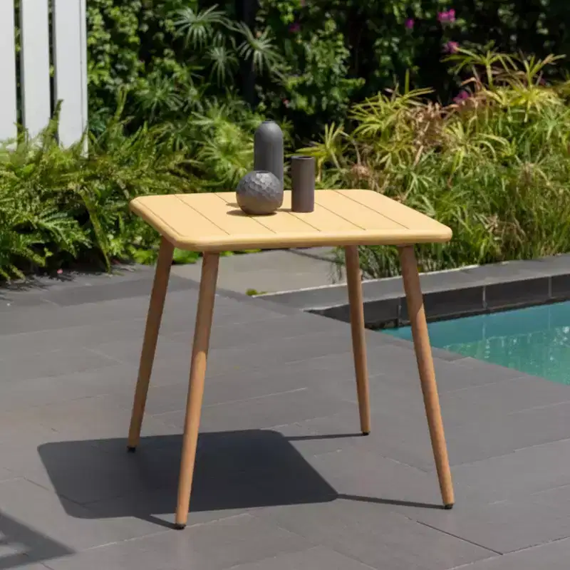 Urban Elements Recycled Resin and Teak Finish Legs Patio Bistro Table Yellow