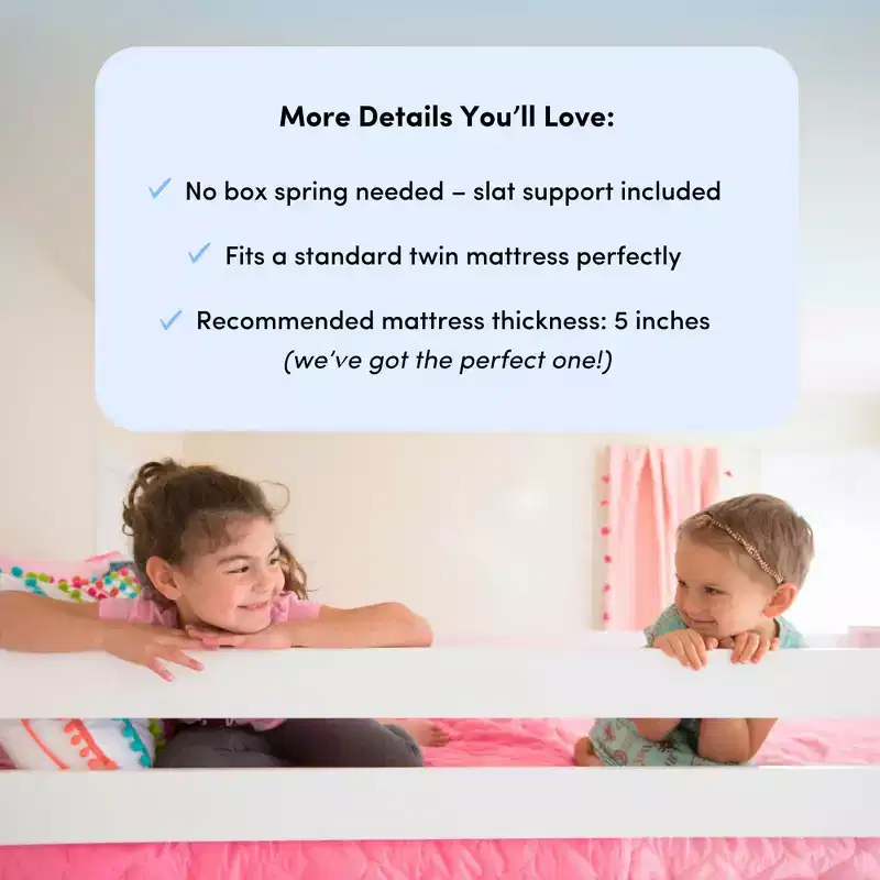 Kids Twin Low Loft Bed with Slide & Stairs, Solid Wood, 14
