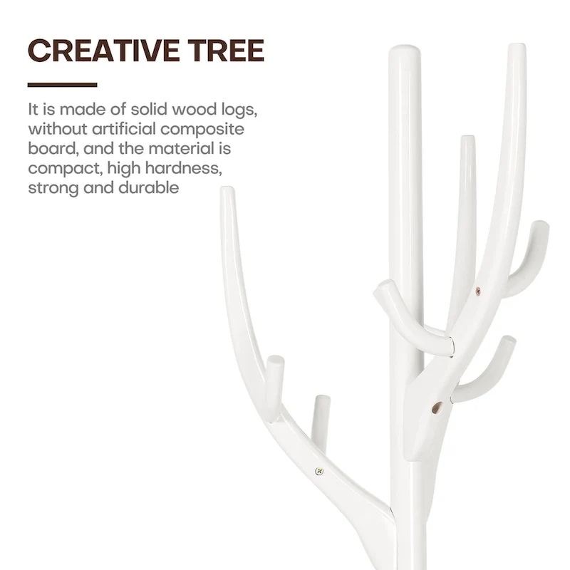 Adjustable Tree-branch Coat Rack Freestanding, Rubberwood Coat Tree - 16.54Dia. x 71.65H