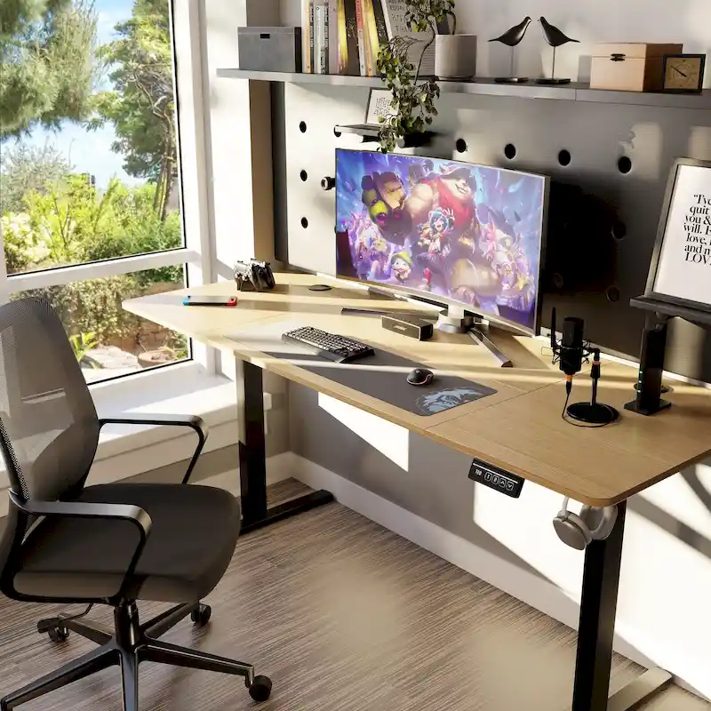 Futzca Height Adjustable Electric Standing Desk Sit Stand Computer Stand up Desk with Splice Board