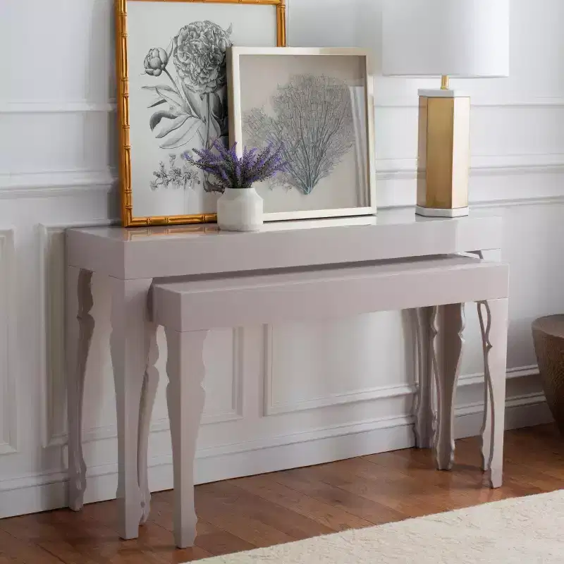 Beth Stacking Console Tables Set of 2 - White Lacquer