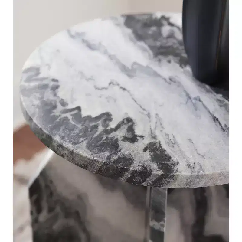 Signature Design by Ashley Wrenlane Accent Table in Black, White, and Taupe Natural Marble