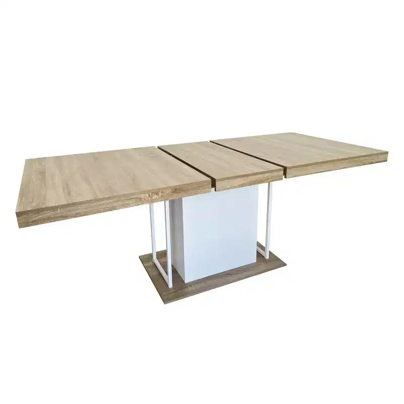 Extendable Dining Table, Oak & White Modern Expandable Design – Seats 4 to 8