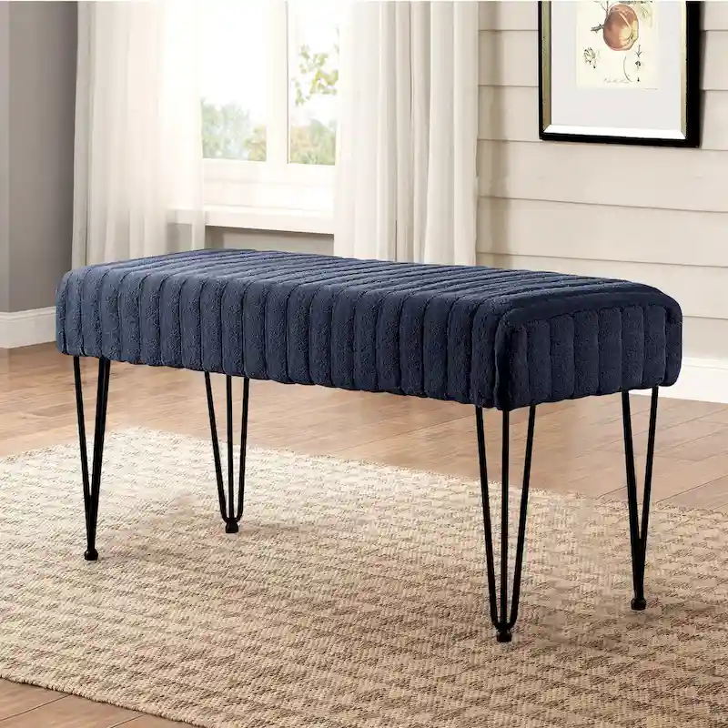 Faux Fur Ottoman Bench, Striped, 1-Person