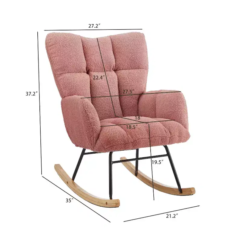 High-Back Rocking Chair – Green / Ivory / Pink, Single Seat, Upholstered