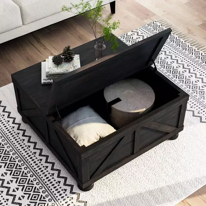 Pershins Farmhouse Square Coffee Table with Storage - HOMES: Inside + Out