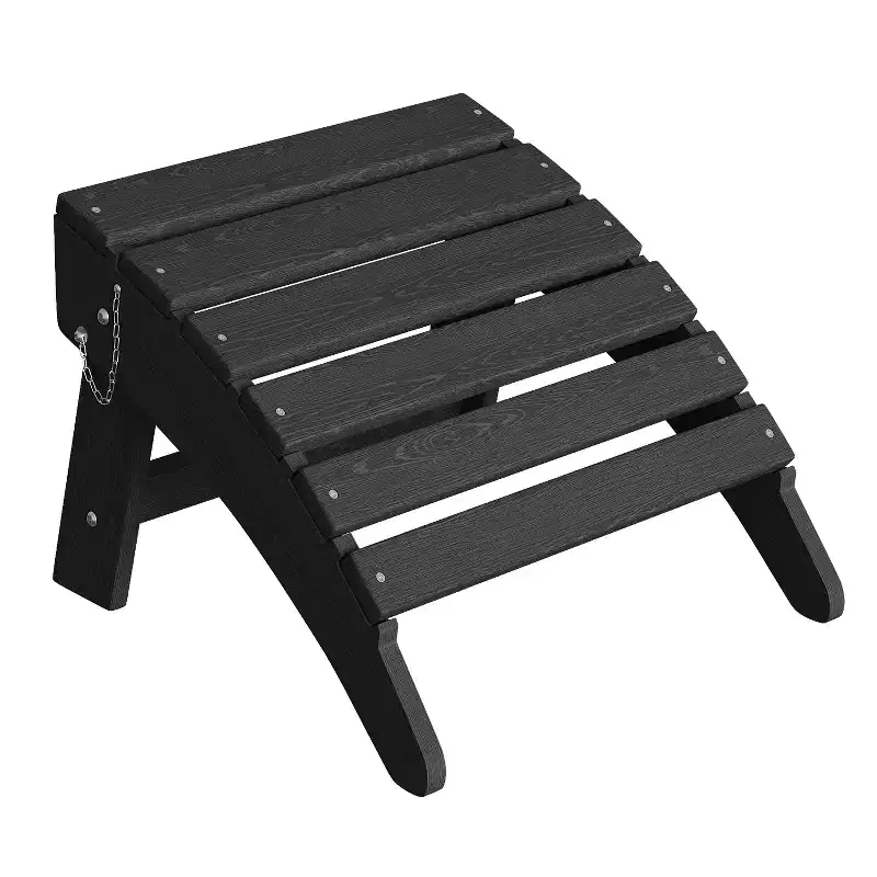 1/2 PCS Folding Adirondack Ottoman Footrest, All-Weather HDPE Plastic Outdoor Stool for Patio Chair, Portable for Poolside, Deck & Garden