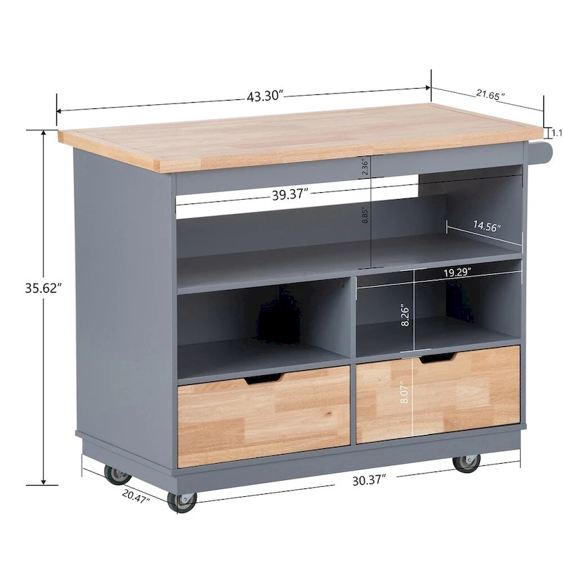 Rolling Kitchen Island Kitchen island Cart Spice Rack Kitchen Cart - 46.00L * 21.70W * 35.62H