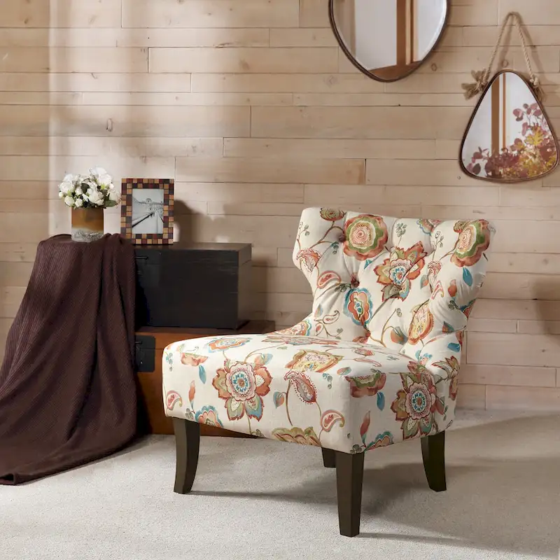 Madison Park Bree Hourglass Tufted Armless Chair