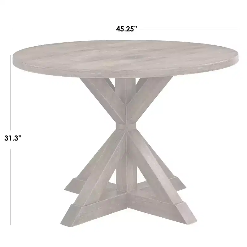 Buylateral 5pc Crenshaw Round Dining Set with Linen Cushion Chairs Driftwood : Solid Rubberwood, Linen Cushion Chairs