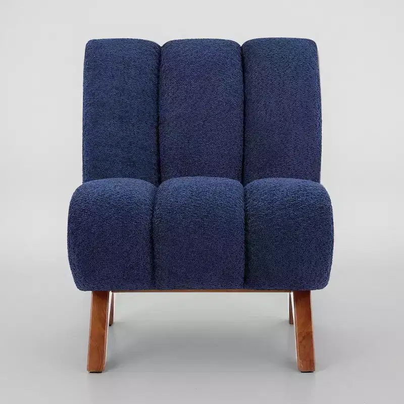 Art Leon Polar Fleece Fabric Upholstered Accent Slipper Chair with Rubber Wood Legs