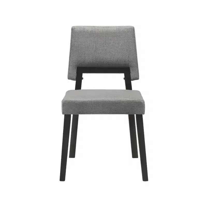 Armen Living,Channell Wood Dining Chair in Black Finish with Charcoal Fabric - Set of 2