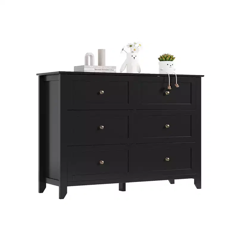 6-Drawer Dresser TV Stand for 48 TVs, Modern Wood Chest for Bedroom, Living Room & Hallway