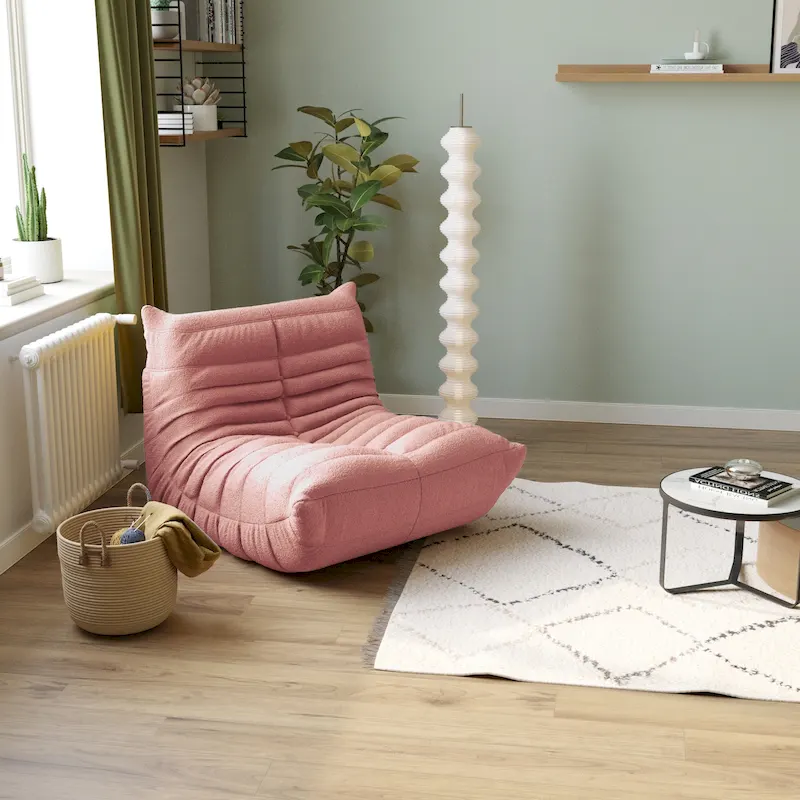Feature Lazy Sofa Teddy Fabric Couch Living Room Sofa Bean Bag Chair