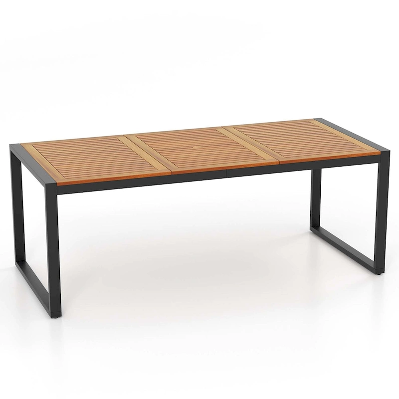 Costway 79 Acacia Wood 8-Person Patio Table with 1.9 Umbrella Hole, - See Details