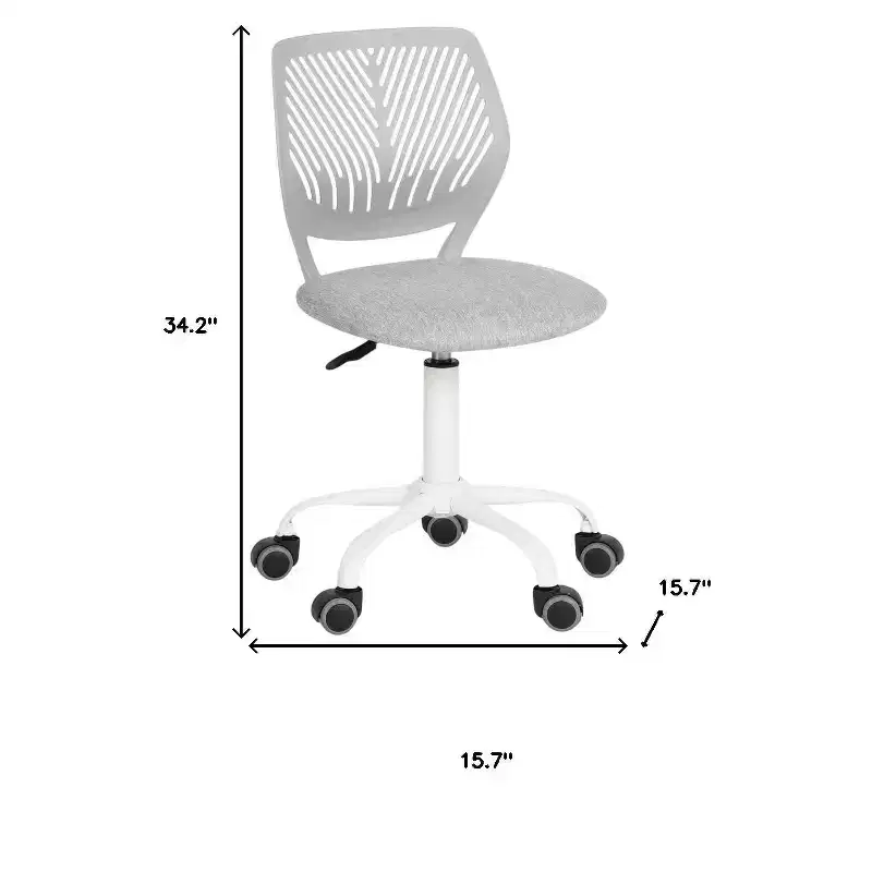 HomeRoots Gray and White Adjustable Height Swivel Rolling Office Chair