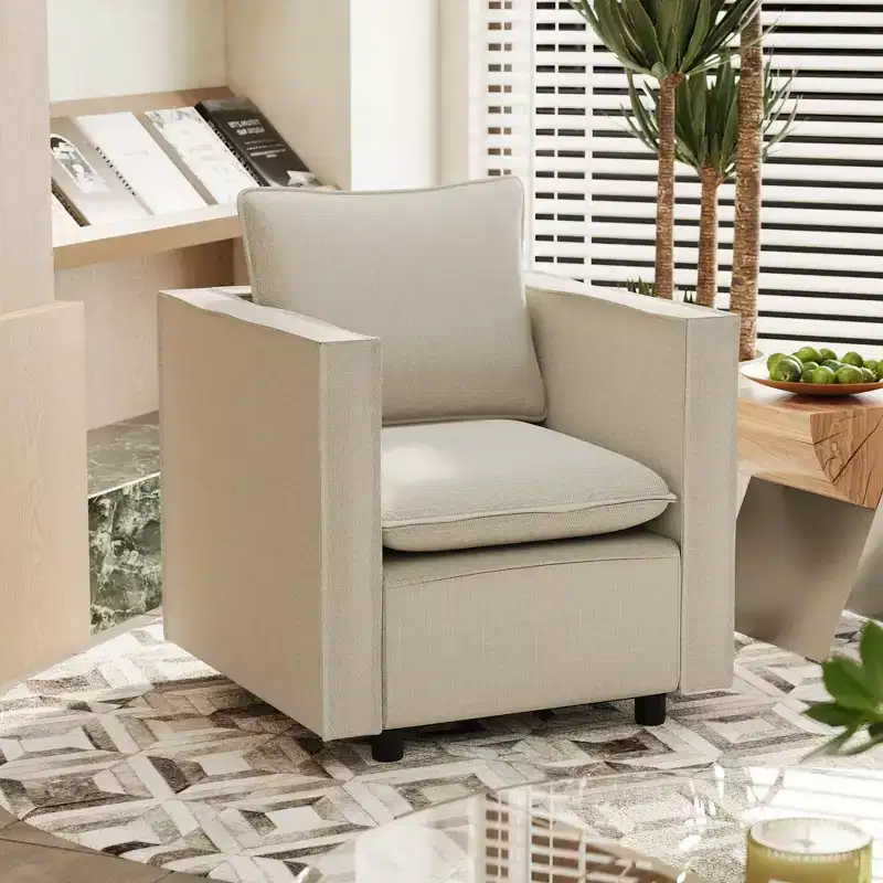 GDFStudio Jonson Modern 25 Linen Upholstered Accent Armchair