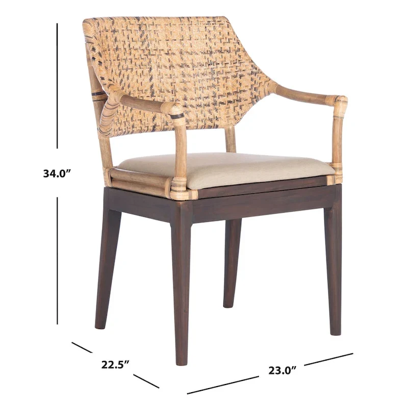 SAFAVIEH Saveta Honey Arm Chair - 23 x 22.5 x 34 - 23Wx23Dx34H