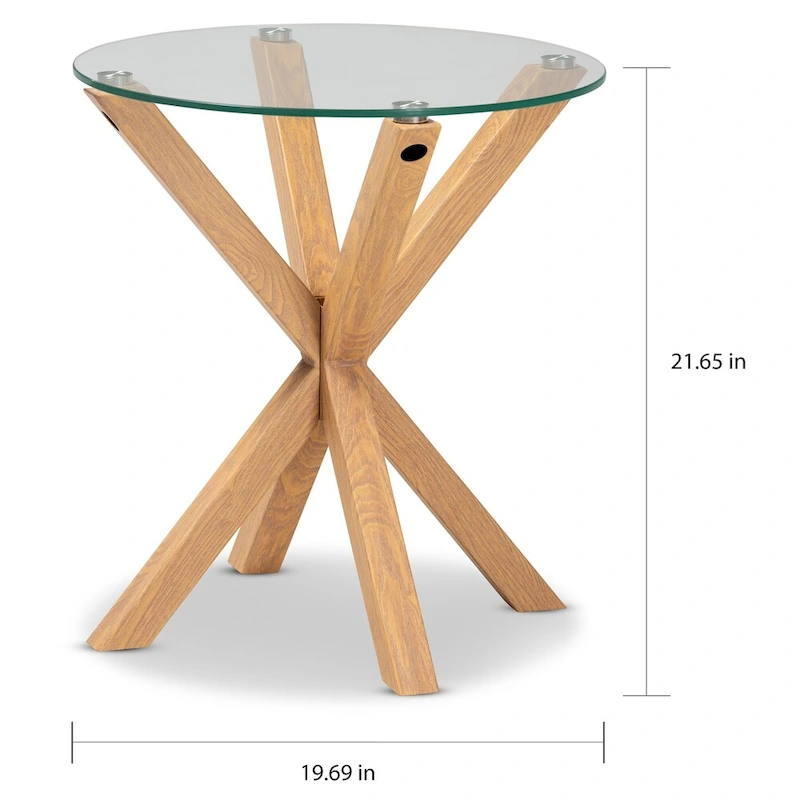 Carson Carrington Bakaroby Glass and Wood Finished End Table