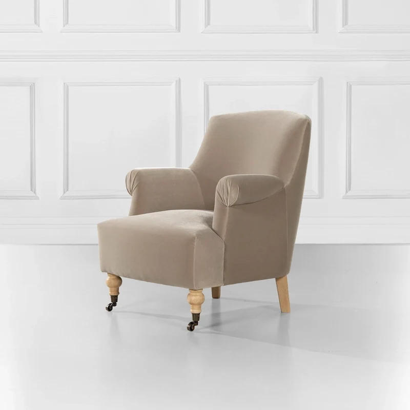 Eloise 30 Transitional Velvet Pleated Sock Arm Accent Chair