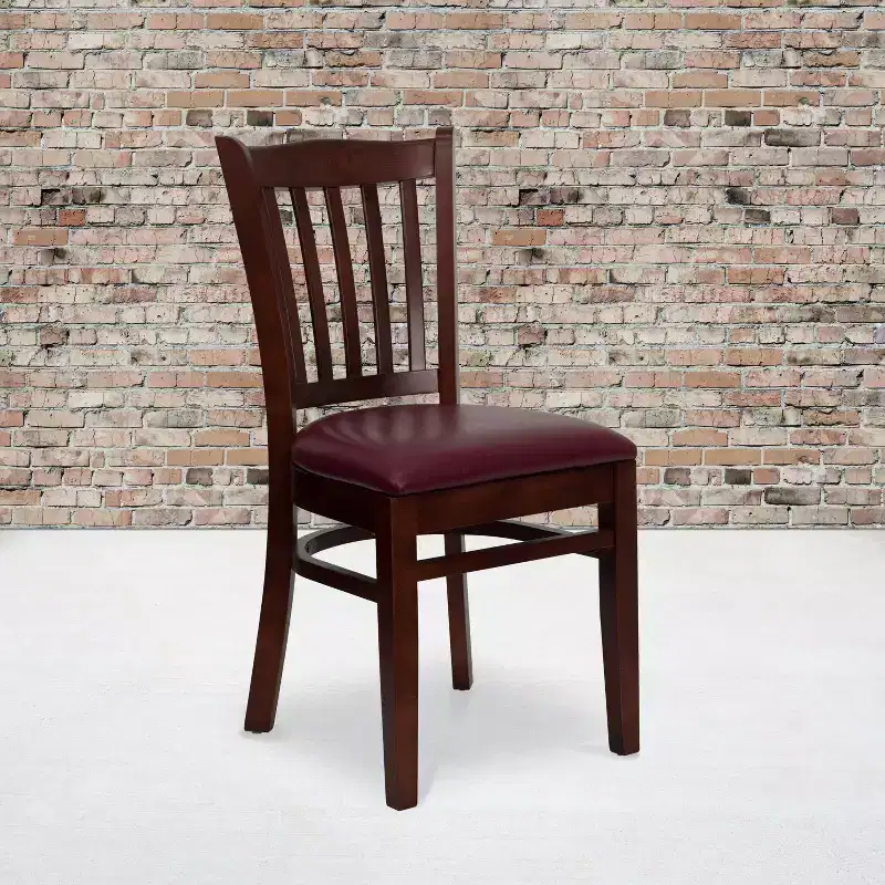Vertical Slat Back Wooden Restaurant Chair