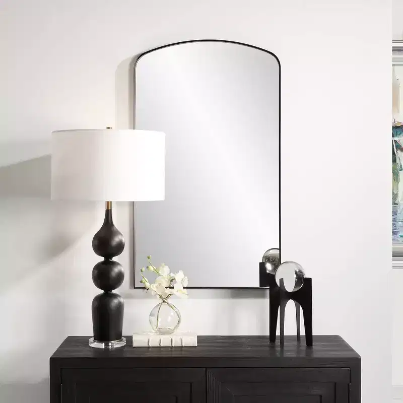 Uttermost Tordera Matte Black 24 x 40 Arch Wall Mirror