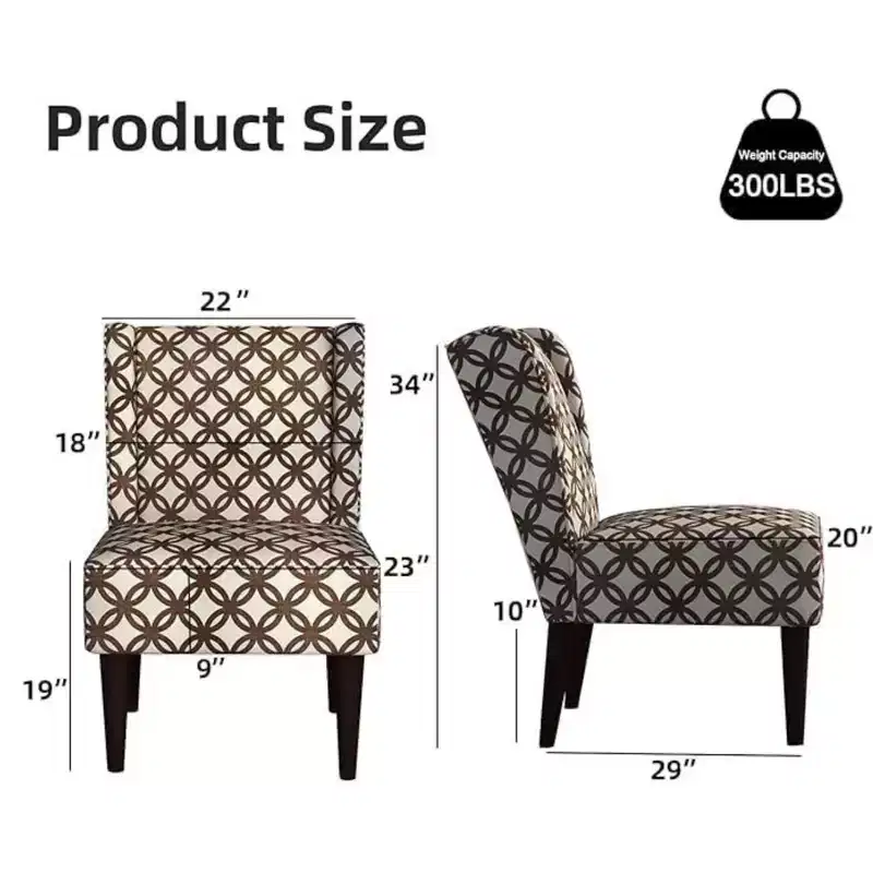 Bestier Mid Century Fabric Accent Chairs with Wing-back Brown